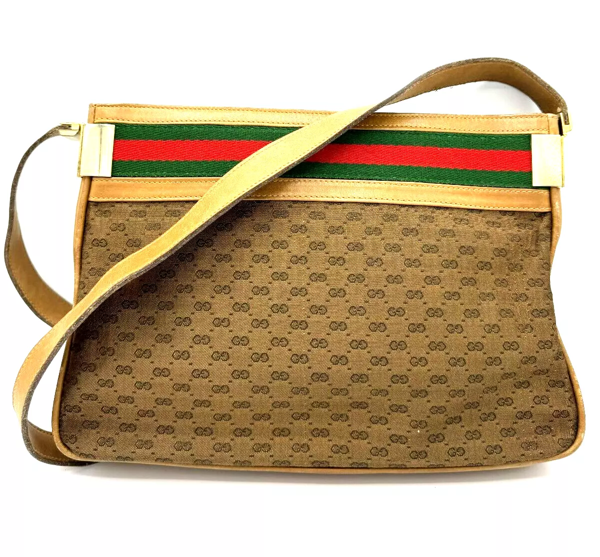 Sac à soulder vintage GUCCI Sherry Line toile cuir micro GG authentique de JP