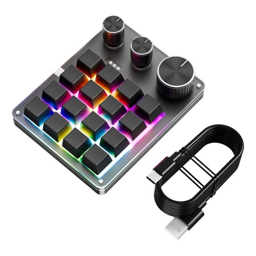 USB C Mini 16 Key Programmable Keypad 3 Knobs Hotswap Mechanical Gaming Keyboard - Picture 5 of 10