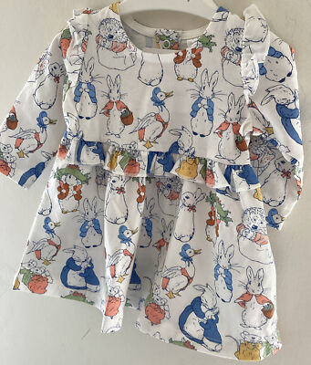 Peter Rabbit 3-6 Monate ~ Langarmkleid Baumwolle weiß
