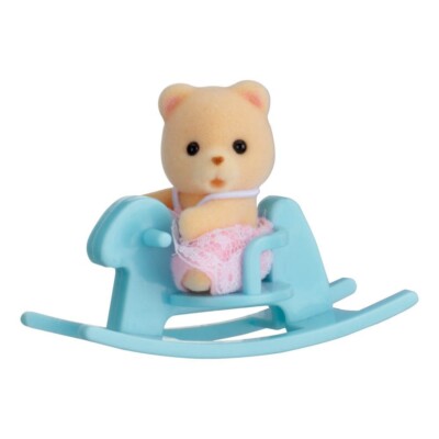 Sylvanian Families Calico Critters Baby Carry Case Bear on Rocking Horse