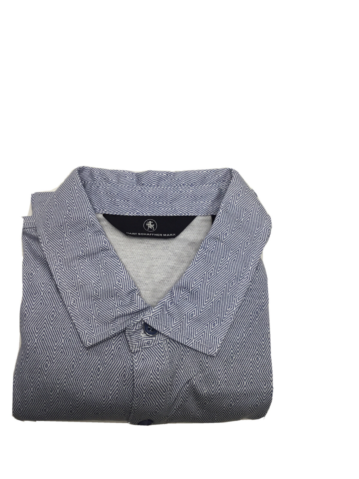 Hart Schaffner Marx Мужская рубашка с коротким рукавом Голубая с геометрическим рисунком L 5690₽