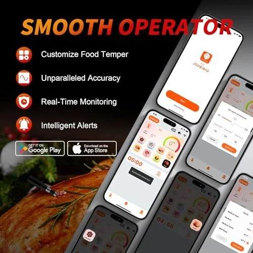Meat Thermometer Digital Wireless, 800FT Long Range Bluetooth Cooking Silver