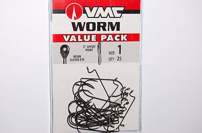 vmc bass plastic worm hook 3 degree offset point resin closed eye 1 value pack
