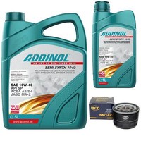 MotoröL Set Addinol 10W-40 Semi Synth 6 Liter + ÖLfilter FüR Lancia Opel Renault