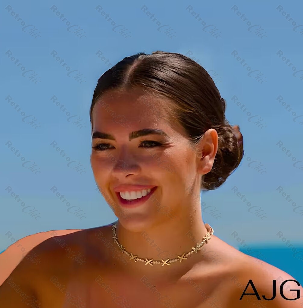 X cross Style Choker Necklace Gemma Owens Inspired Gold Icy Cubic