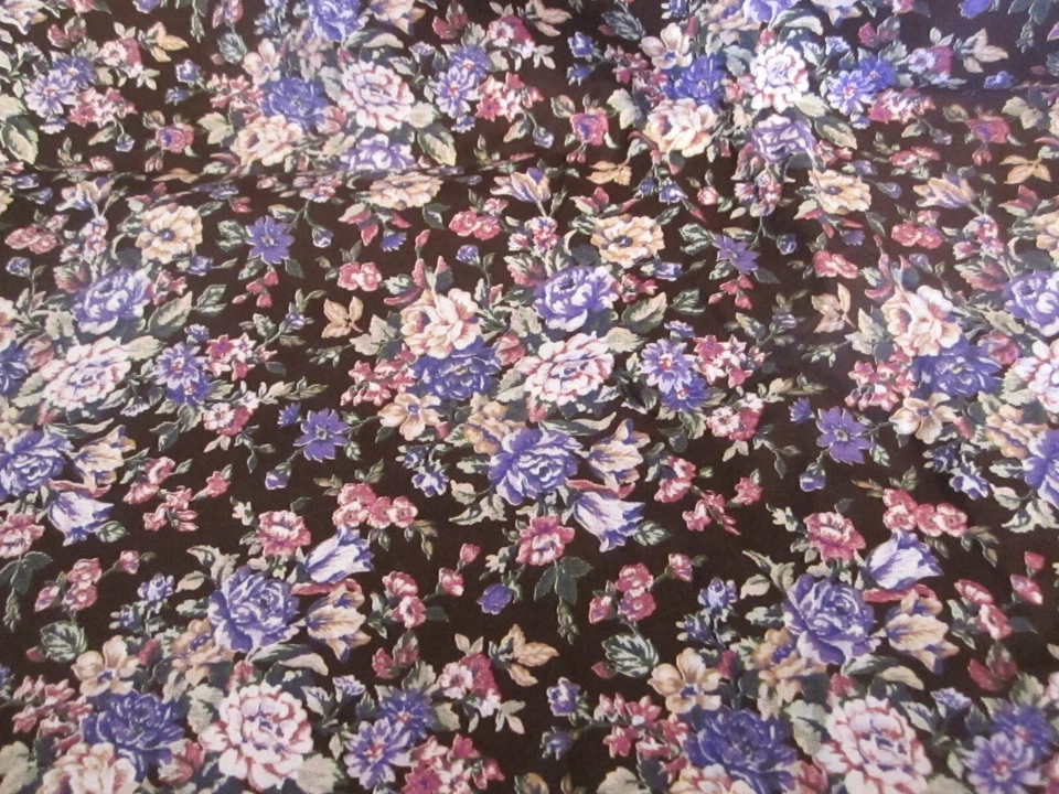 De Colección Morado Rosa Floral en Marrón Marcus Brothers Tela Algodón POR x 44 Foto 3 de 4