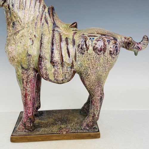 16.1" Old Chinese Porcelain song dynasty jun kiln cyan glaze Fambe horse Statue - Picture 6 of 9