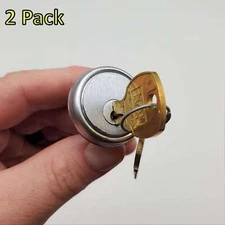 2x National C8160 Drawer Lock Cylinders Chrome 1-1/4" Diam 5 Pin Keyed Different