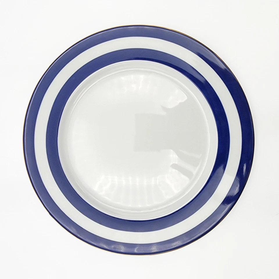 Plato de cena Ralph Lauren Spectator Cadet azul blanco dorado a rayas 10,5 Portugal Foto 3 de 4