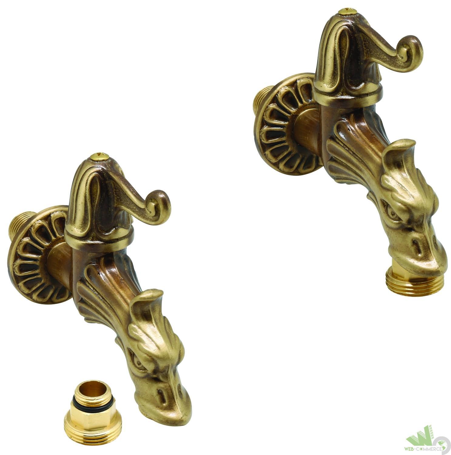 Rubinetto Ottone 1/2 per Fontane da Esterno con Adattatore Portagomma