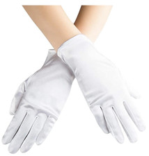Short Satin Gloves for Women Opera Gloves Wrist Length