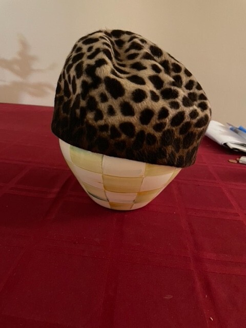 Daniele Meucci 100% Rabbit Hair Leopard Pattern Hat Made In Italy