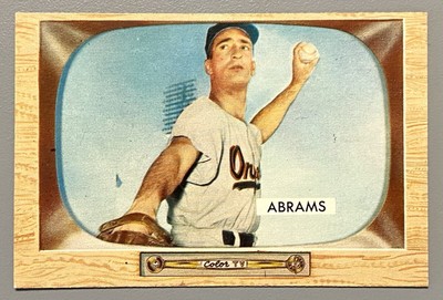 1955 Bowman Cal Abrams #55 - Baltimore Orioles - Stain On Back