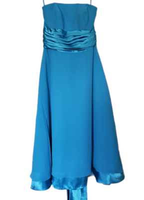 Bari Jay Size 6 turquoise blue chiffon chiffon and charmeuse bridesmaid  dress | eBay