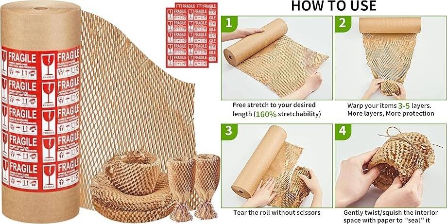 Papel de embalaje con forma de panel, 15" x 412', envoltura de burbujas. nuevo.