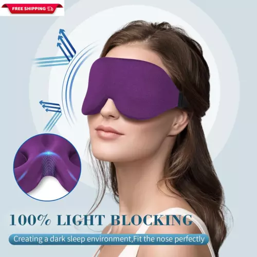 2 Travel 3D Eye Mask Sleeping Soft Padded Shade Cover Rest Relax Blindfold - Picture 3 of 8