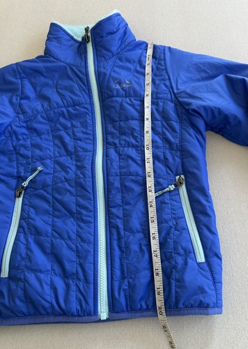 LL Bean Mountain Bound Reversible Jacket Kids Small 8 Blue Green Softshell Fuzzy - Picture 12 of 18