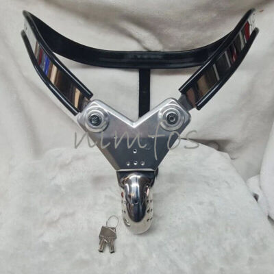 Stainless Steel Male EMCC Chastity Belt Device with Cage T-Type Underwear