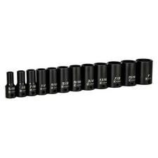 Capri Tools 3/8 in. Drive Semi-Deep Impact Socket Set, 6-Point, SAE, 12-Piece