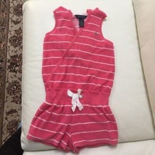 Pre-owned Ralph Lauren girl summer pink rompers size 6