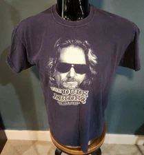 Vintage 'The Big Lebowski" Shirt, 'The Dude Abides" Mens Large Blue