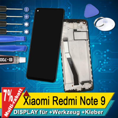 Display Für Xiaomi Redmi Note 9 Komplettes Bildschirm Lcd Touch Schwarz Rahmen+