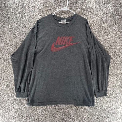 Nike, Vintage 90s Nike Shirt Men Extra Large Gray Long Sleeve Streetwear Logo Grey Tag