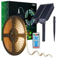 Solar LED Strip Light 16.4Ft 280LEDs Warm White with Remote Timer Function