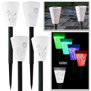 Solarleuchte Garten 4er Set Farbwechsel Kaltweiss Led Solar Gartenleuchte Leuchte Ebay