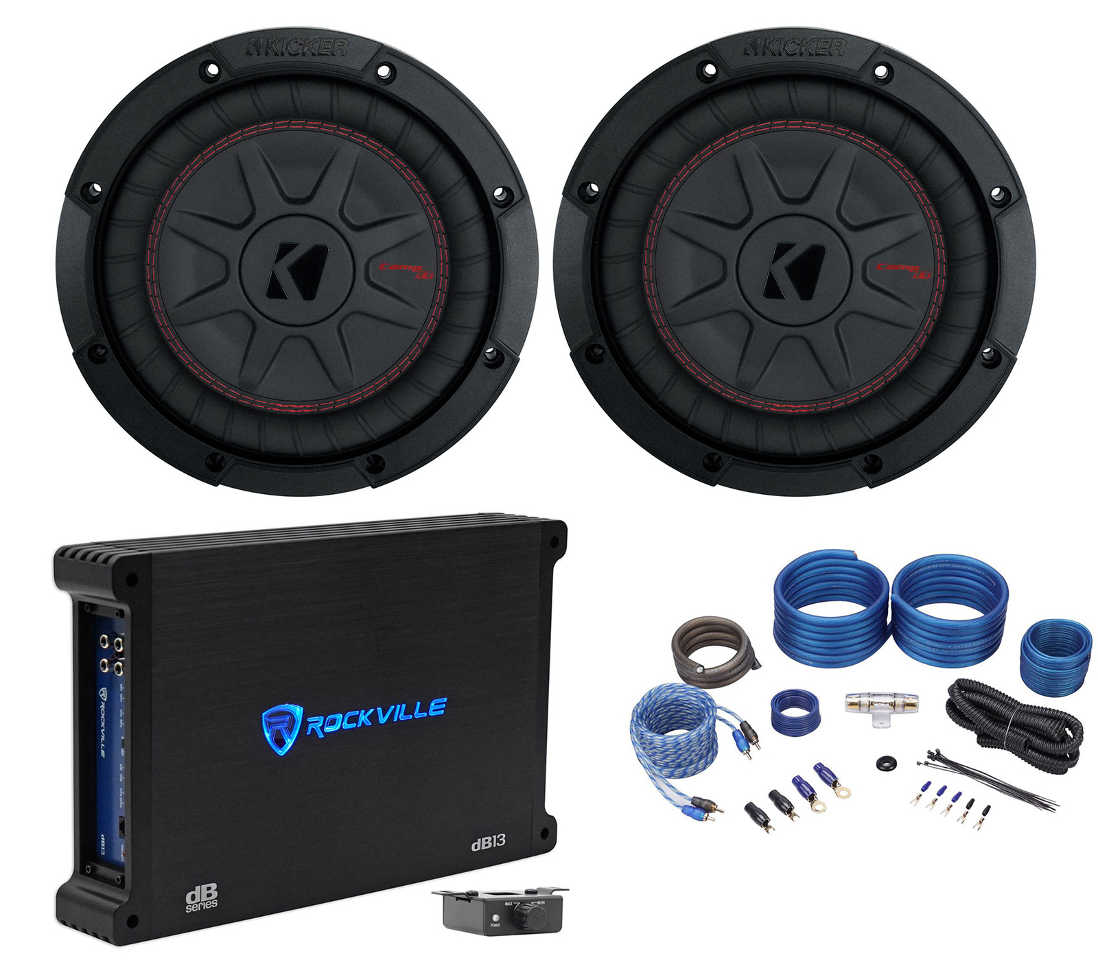 2 Kicker 48CWRT82 COMPRT8 1200 Вт 8 автомобильных сабвуферов Моноусилитель Kicker Комплект усилителей 68490₽