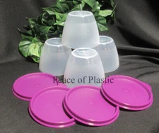 Tupperware New Set of 4 Refrigerator Stacking Bowl Bowls 14 oz Purple Seals