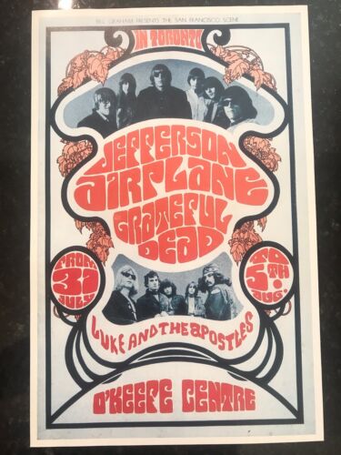 Concert Posters Jefferson Airplane+Grateful Dead 4 Reprints 1960s Gig Flyers Art - Picture 3 of 6