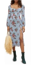 Reformation Shelby Floral Midi Dress, Giulia (Blue) Size 8