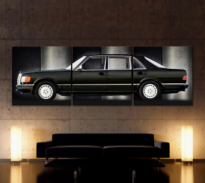 MERCEDES BENZ S CLASS 300 SE 560 SEL Leinwand Bild W126 Malereistil Wandbild XXL