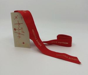 Louis Vuitton 2023 Holiday Vivienne Paper Gift Tag 2”x4”, Red Ribbon 50~60” Long