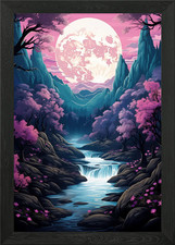 Quadro stampa su tela poster arte parete con cornice fiori di ciliegio Giappone