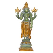 Brass Hindu God Lord Vishnu Narayan Statue Idol Sculpture Figurine