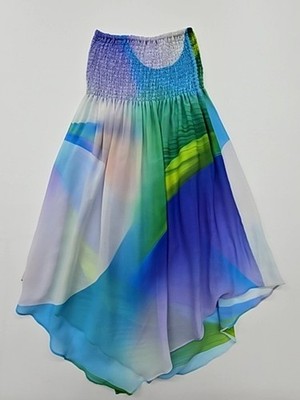 Lito A Girls Blue Geometric A Line Skirt Size 5 Elastic Waist