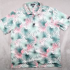 Bad Birdie all over print short sleeve golf polo shirt XXL Men floral