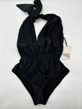 Unique Vintage Womans Swim black one-piece halter Backless Size XS