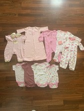 Lot of 9- Baby Girl 3-6 Months Bundle onsies sleepers 1 sleepsack Pink Gerber