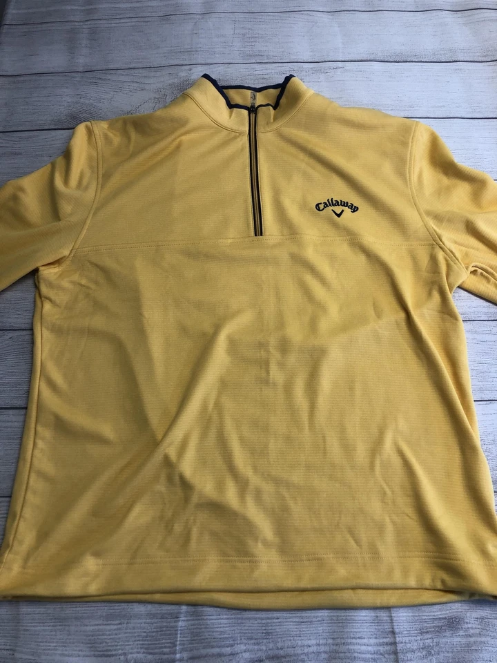 Pullover Callaway Para Hombres XL Amarillo Cuarto Cremallera Serie Climática Golf Performance Foto 3 de 4