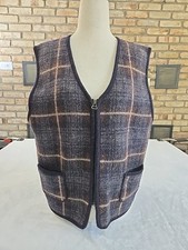 Requirements Vtg 90s 100 Wool Plaid Full Zip Vest Womans Sz Lg Dark Academia