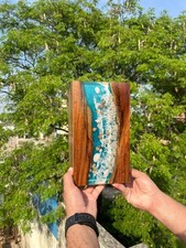 Ocean Resin Wood Urn Box   Seashell Beach Memorial Keepsake