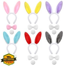 Easter Bunny Headband Set 18 Pcs Ears Bow Tie Tail