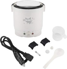 Mini 12V Rice Cooker for Car, 1L Non Stick Coating Cooking Food Pot Electric Po