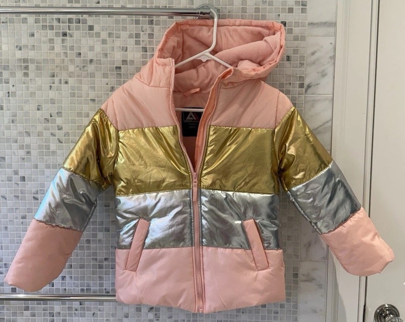 Arctic Impact Girls Size 7 8 US Pink Gold Ski Jacket winter coat Heavy Snow EUC