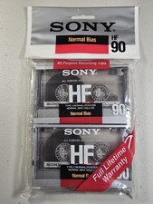 Sony Sealed 2 Pack HF 90 Minute Blank Audio Cassette Tapes High Fidelity