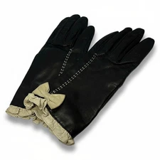 Auth Sermoneta gloves - Black Beige White Leather Women's Gloves