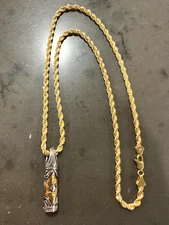 Custom Men's 14k Gold Stamp Rope Star of David 24 Inches " 4mm Plated Necklace